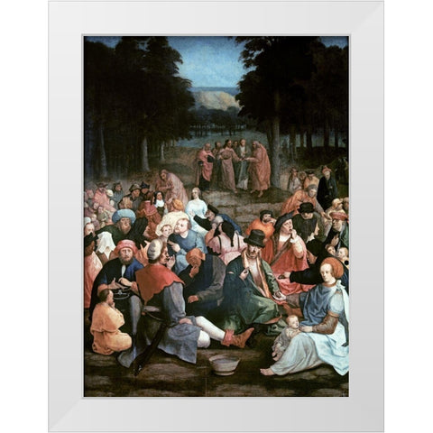 Miracle of the Loaves and the Fishes White Modern Wood Framed Art Print by Van Leyden, Lucas
