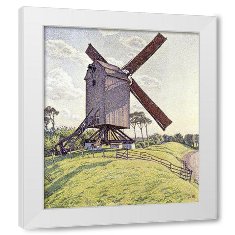 Le Moulin de Kalf White Modern Wood Framed Art Print by Van Rysselberghe, Theo