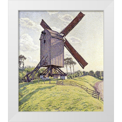 Le Moulin de Kalf White Modern Wood Framed Art Print by Van Rysselberghe, Theo