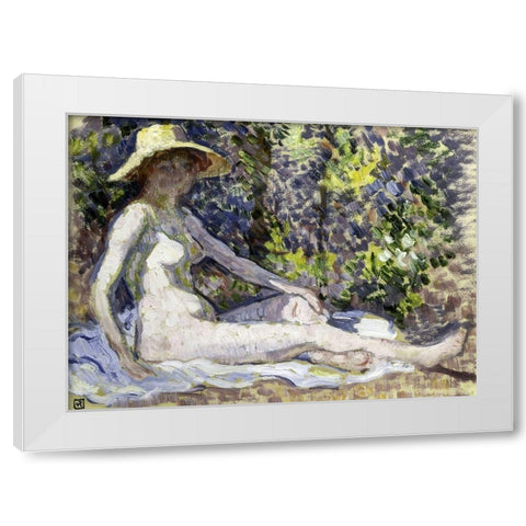 Nude White Modern Wood Framed Art Print by Van Rysselberghe, Theo