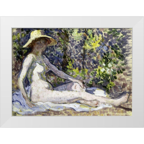 Nude White Modern Wood Framed Art Print by Van Rysselberghe, Theo