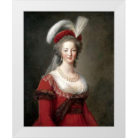 Portrait of Marie-Antoinette White Modern Wood Framed Art Print by Le Brun, Elisabeth Vigee