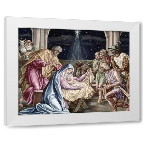 Birth of Our Lord White Modern Wood Framed Art Print by Von Carolsfeld, Julius Schnorr