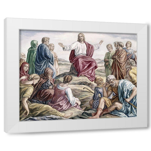 Sermon on the Mount White Modern Wood Framed Art Print by Von Carolsfeld, Julius Schnorr