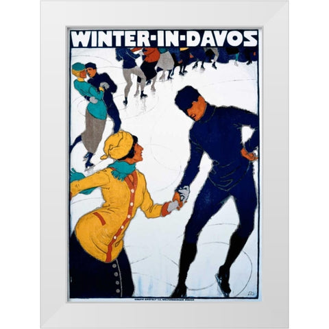 Winter in Davos White Modern Wood Framed Art Print by Mangold, Burkhard