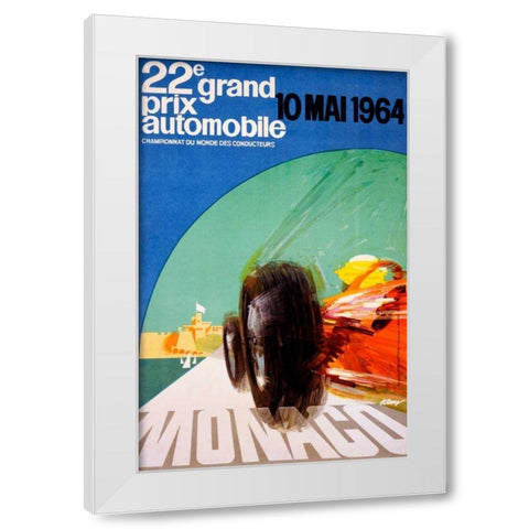 22e grand prix / 10 Mai 1964 White Modern Wood Framed Art Print by May, J.