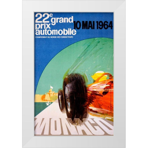 22e grand prix / 10 Mai 1964 White Modern Wood Framed Art Print by May, J.
