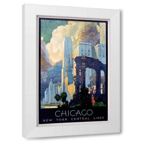 New York Central Lines / Chicago White Modern Wood Framed Art Print by Ragan, Leslie