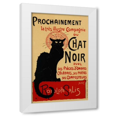 Chat Noir / Prochainement White Modern Wood Framed Art Print by Steinlen, Theophile