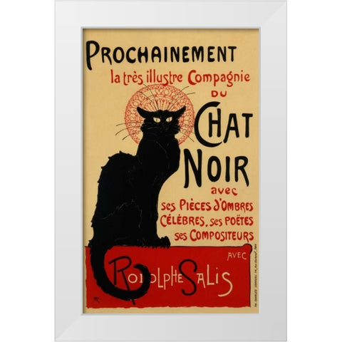 Chat Noir / Prochainement White Modern Wood Framed Art Print by Steinlen, Theophile