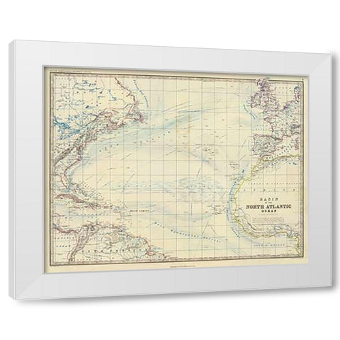 North Atlantic Ocean, 1861 White Modern Wood Framed Art Print by Johnston, Alexander Keith