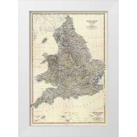 ComVintageite: England, Wales, 1861 White Modern Wood Framed Art Print by Johnston, Alexander Keith
