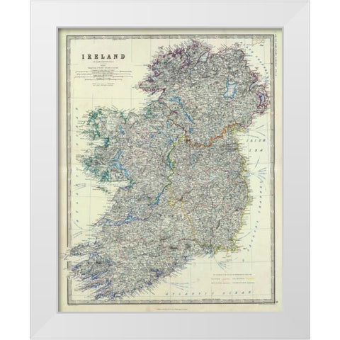 Ireland, 1861 White Modern Wood Framed Art Print by Johnston, Alexander Keith