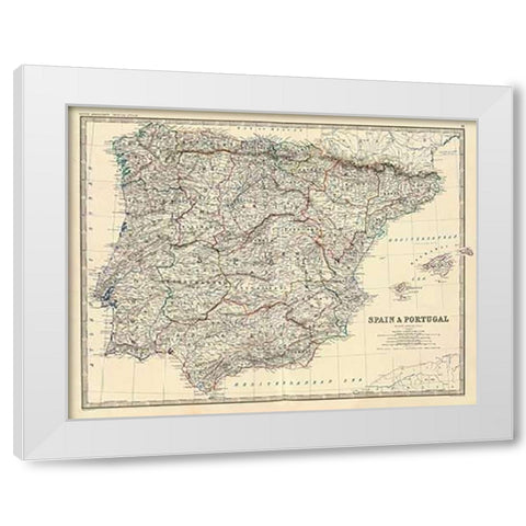 Spain, Portugal, 1861 White Modern Wood Framed Art Print by Johnston, Alexander Keith