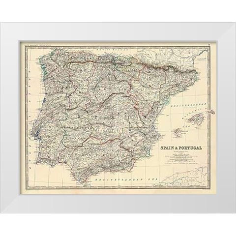 Spain, Portugal, 1861 White Modern Wood Framed Art Print by Johnston, Alexander Keith