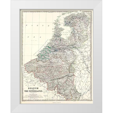 Belgium, Netherlands, 1861 White Modern Wood Framed Art Print by Johnston, Alexander Keith