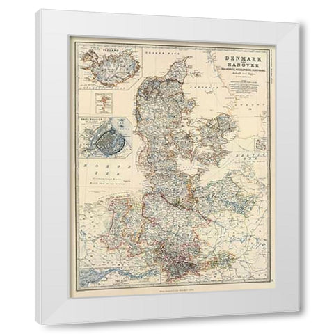 Denmark, Hanover, Brunswick, Mecklenburg, Oldenburg, 1861 White Modern Wood Framed Art Print by Johnston, Alexander Keith