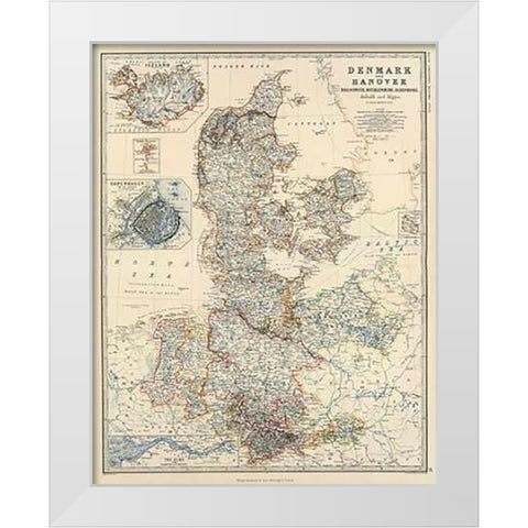 Denmark, Hanover, Brunswick, Mecklenburg, Oldenburg, 1861 White Modern Wood Framed Art Print by Johnston, Alexander Keith