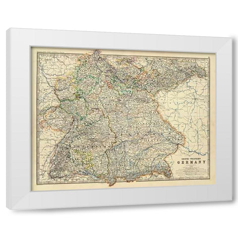 Southwestern Germany, 1861 White Modern Wood Framed Art Print by Johnston, Alexander Keith