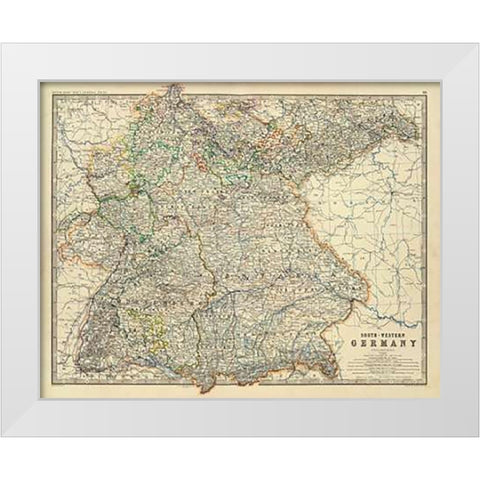 Southwestern Germany, 1861 White Modern Wood Framed Art Print by Johnston, Alexander Keith