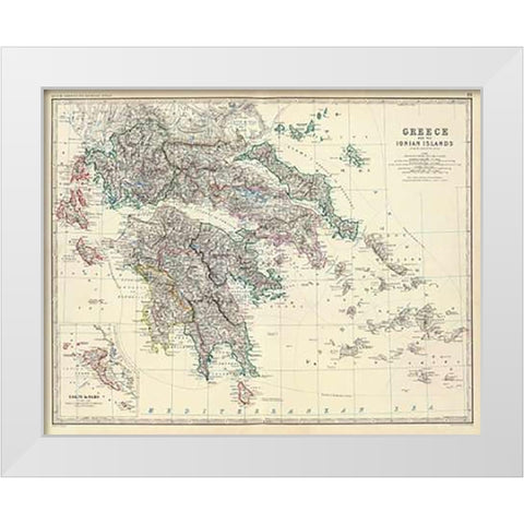 Greece, 1861 White Modern Wood Framed Art Print by Johnston, Alexander Keith