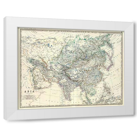 Asia, 1861 White Modern Wood Framed Art Print by Johnston, Alexander Keith