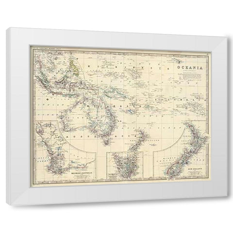 Oceania, 1861 White Modern Wood Framed Art Print by Johnston, Alexander Keith