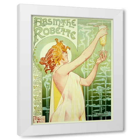 Absinthe Robette White Modern Wood Framed Art Print by Livemont, Privat