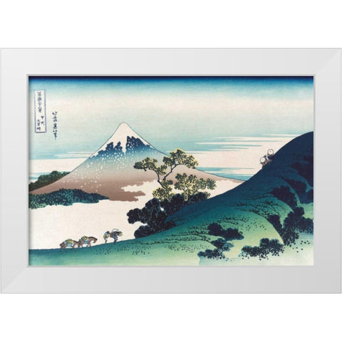 Inumi Pass in the Kai Province, 1830 White Modern Wood Framed Art Print by Hokusai
