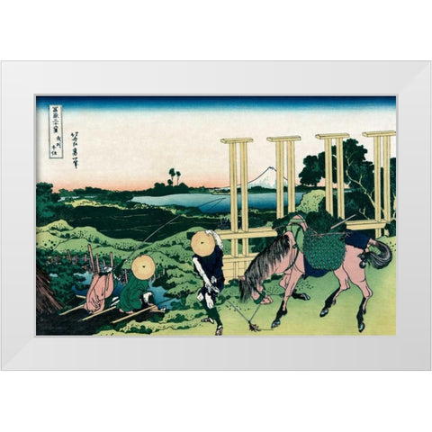 Senju in Musashi Province, 1830 White Modern Wood Framed Art Print by Hokusai