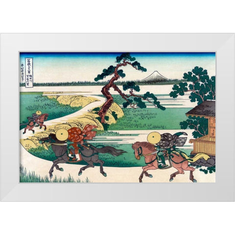 Village of Sekiya at Sumida River, 1830 White Modern Wood Framed Art Print by Hokusai
