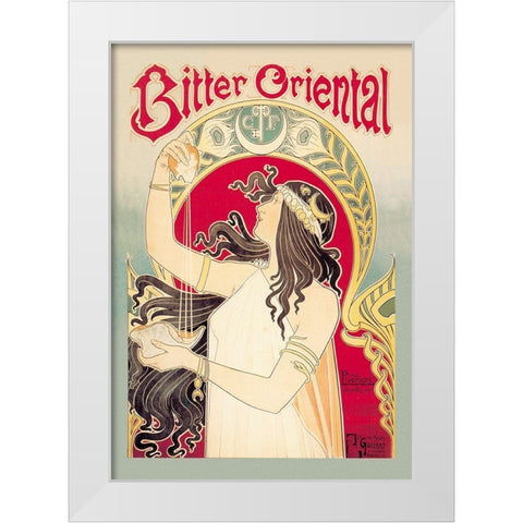 Bitter Oriental White Modern Wood Framed Art Print by Livemont, Privat