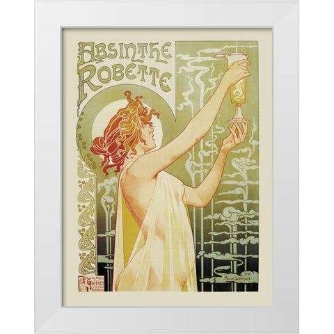 Absinthe Rebette White Modern Wood Framed Art Print by Livemont, Privat