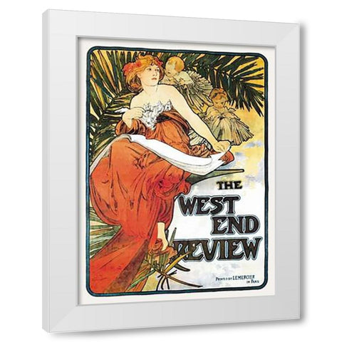 The West End Review, 1898 White Modern Wood Framed Art Print by Mucha, Alphonse
