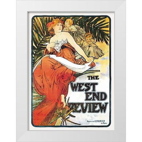 The West End Review, 1898 White Modern Wood Framed Art Print by Mucha, Alphonse
