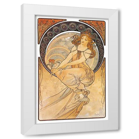 Painting White Modern Wood Framed Art Print by Mucha, Alphonse