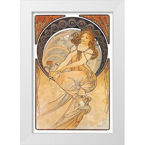Painting White Modern Wood Framed Art Print by Mucha, Alphonse