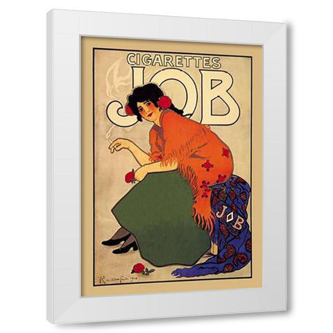 Cigarettes Job White Modern Wood Framed Art Print by Mucha, Alphonse