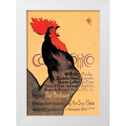 Cocorico, 1899 White Modern Wood Framed Art Print by Steinlen, Theophile