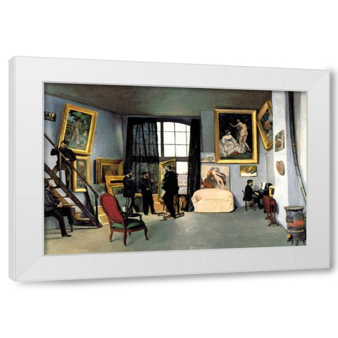Bazilles Studio: 9 rue de la Condamine, 1870 White Modern Wood Framed Art Print by Unknown
