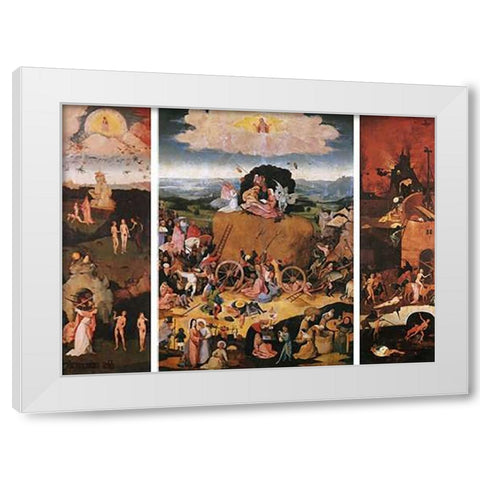 The Haywain White Modern Wood Framed Art Print by Bosch, Hieronymus