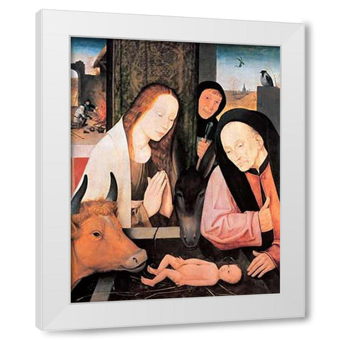 The Nativity White Modern Wood Framed Art Print by Bosch, Hieronymus