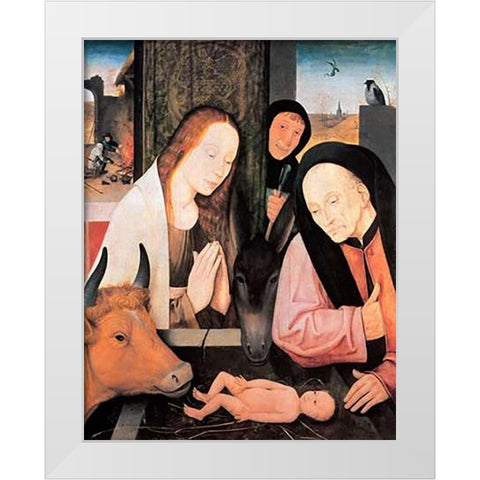 The Nativity White Modern Wood Framed Art Print by Bosch, Hieronymus