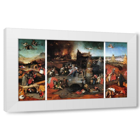 The Temptation Of St Anthony White Modern Wood Framed Art Print by Bosch, Hieronymus