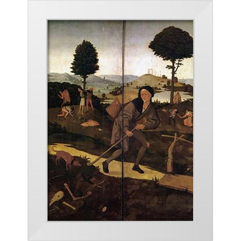 The Wayfarer White Modern Wood Framed Art Print by Bosch, Hieronymus