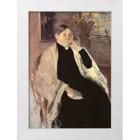The Artists Mother Katherine Kelso Johnston 1889 White Modern Wood Framed Art Print by Cassatt, Mary