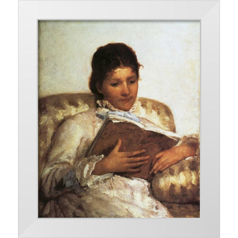 The Reader 1877 White Modern Wood Framed Art Print by Cassatt, Mary