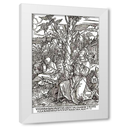 St Francis White Modern Wood Framed Art Print by Durer, Albrecht