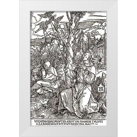 St Francis White Modern Wood Framed Art Print by Durer, Albrecht