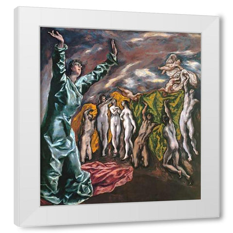 The Opening Of The Fifth Seal White Modern Wood Framed Art Print by Greco, El